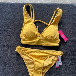 Brand new with tags size small yellow ribbed bikini from Xhilaration